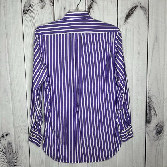 Peter Millar Purple White Striped Button Down Sz M Long Sleeve Cotton - Picture 5 of 7
